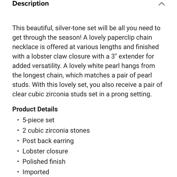 Belk silver tone chain necklace and earring’s set paper clip - Picture 2 of 3